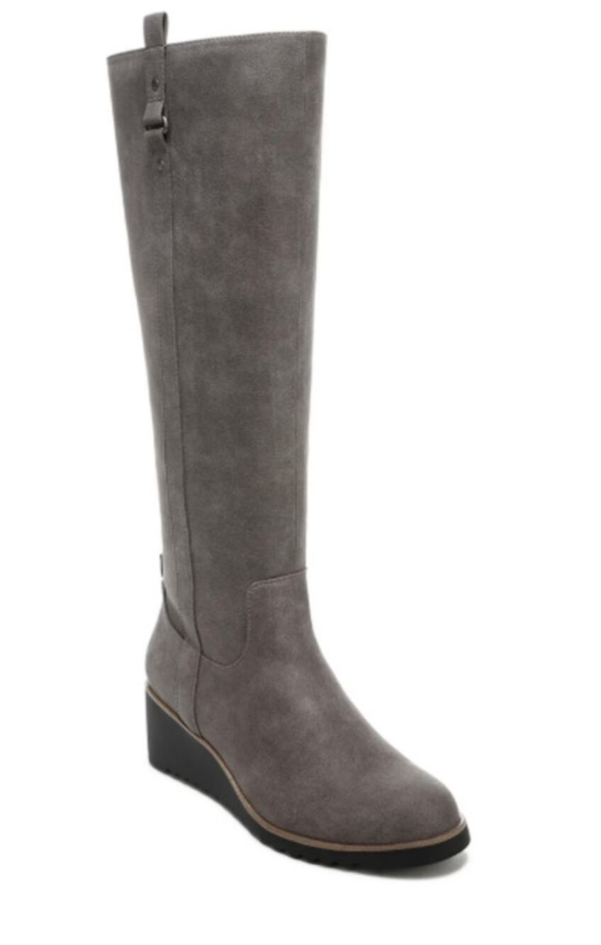 LifeStride Zeppelin Knee High Zip Wedge Heel Boot Gray/Brown Women's Size 10M